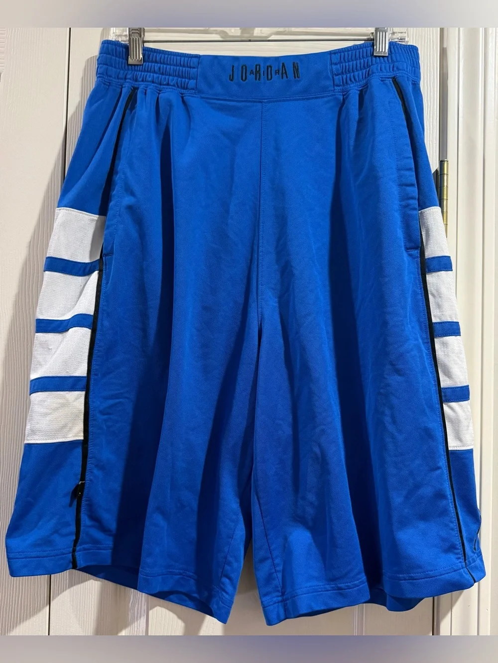 Vintage Mens Nike Air Jordan Cat Scratch Basketball Shorts Sz L Blue White
